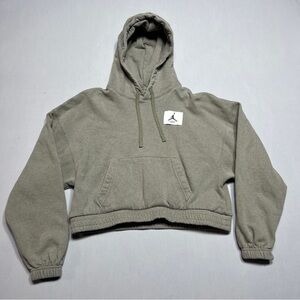 Nike Air Jordan Essential Cropped Sweatshirt Hoodie Women S Gray Pullover Flight